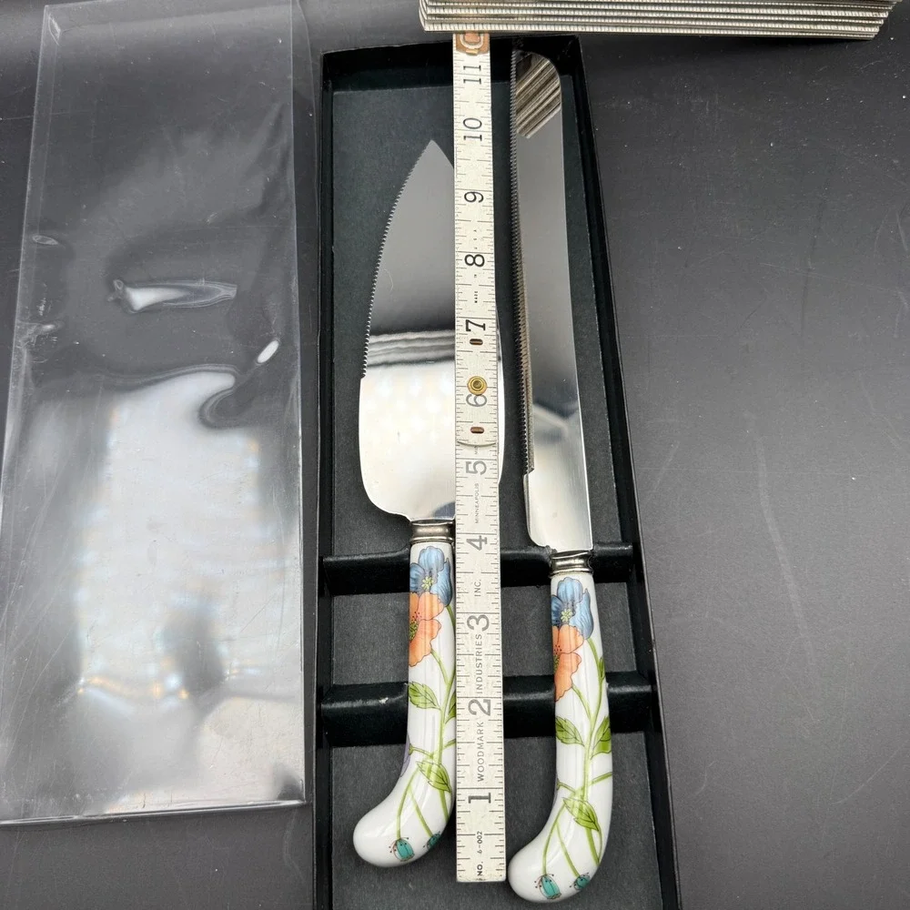 Villeroy & Boch Sheffield Cake Pie Serving Set Knife Poppies Floral New